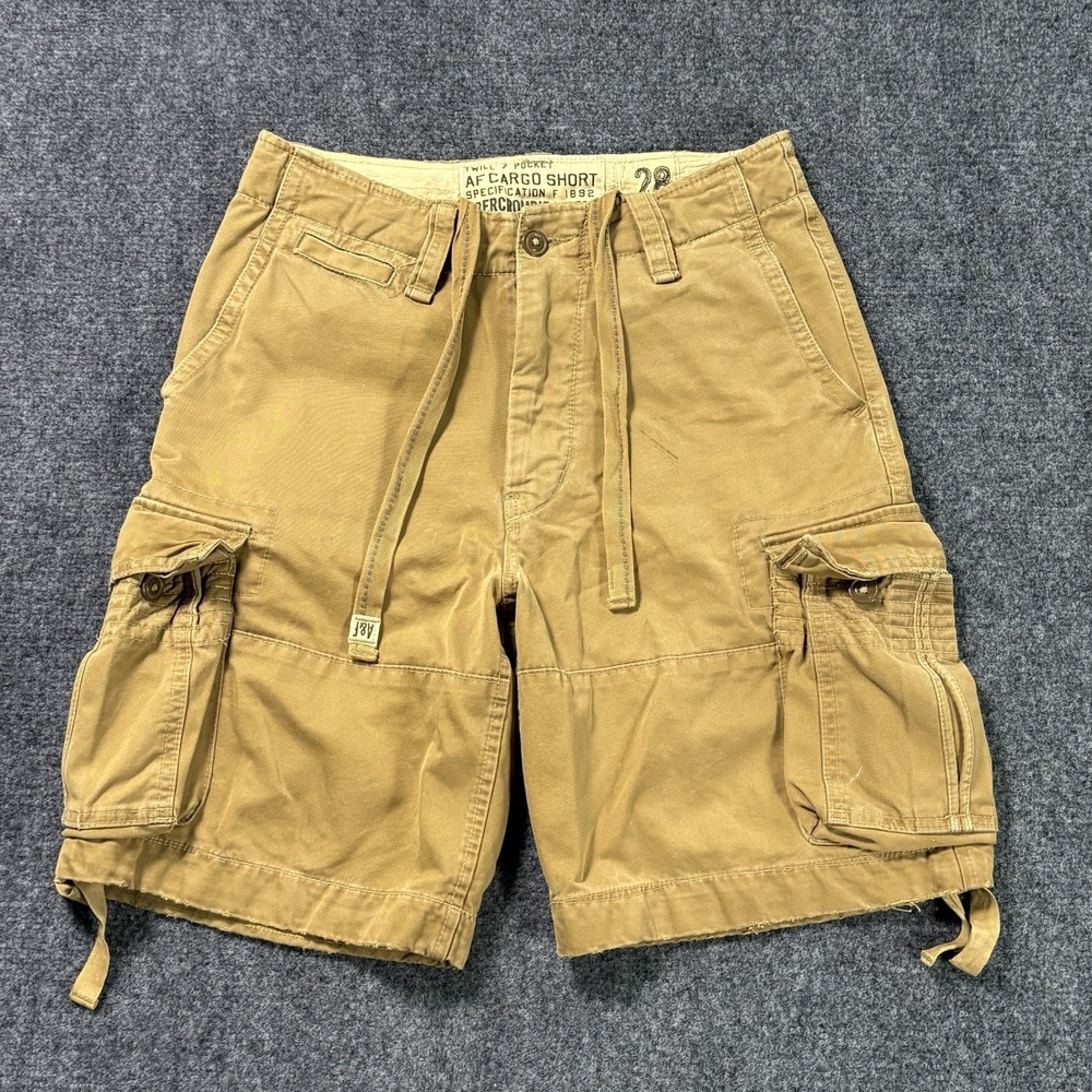 Vintage Abercrombie & Fitch Cargo Shorts Mens 28 Beige Twill 7 Pocket Heavy Y2K